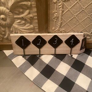 RAE DUNN 1, 2, 3, 4 wall key/hat hanger/rack - Brand new!  wood and metal - NEW